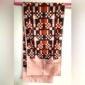 Françoise Guérin Paris French Geometric Silk Scarf in Blush & Rust